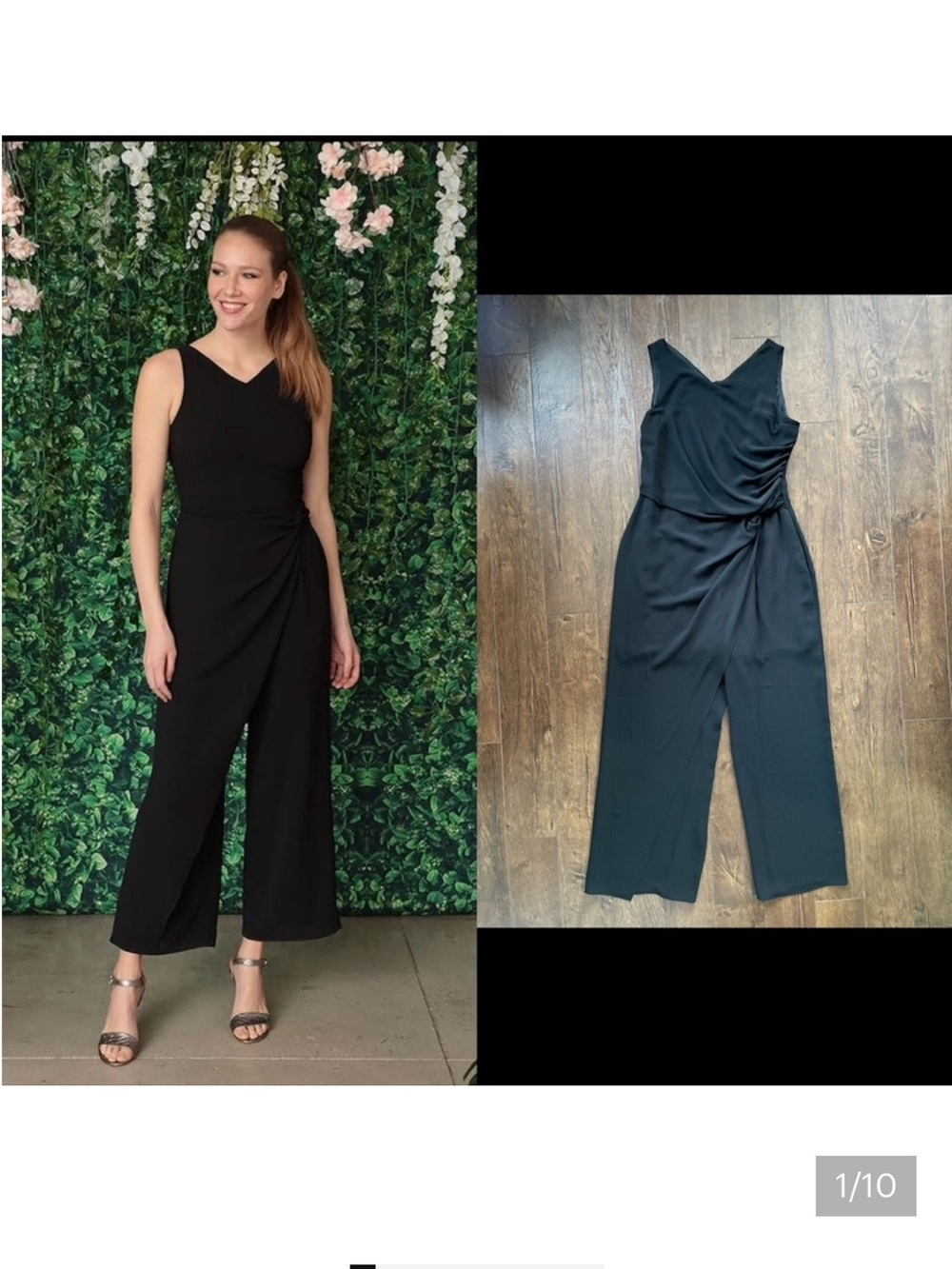 XL Nordstroms Jumpsuit With Side Ruched Draping Detail. Size 12. Black.